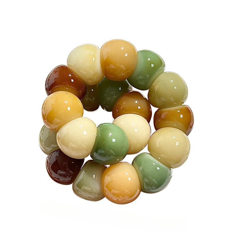 New Colorful Garlic Beads Bodhi Bracelet – Unique Marble Pattern Design 14mm