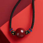 Fortune Jewel Cinnabar Bead Blessing String Necklace Pendant