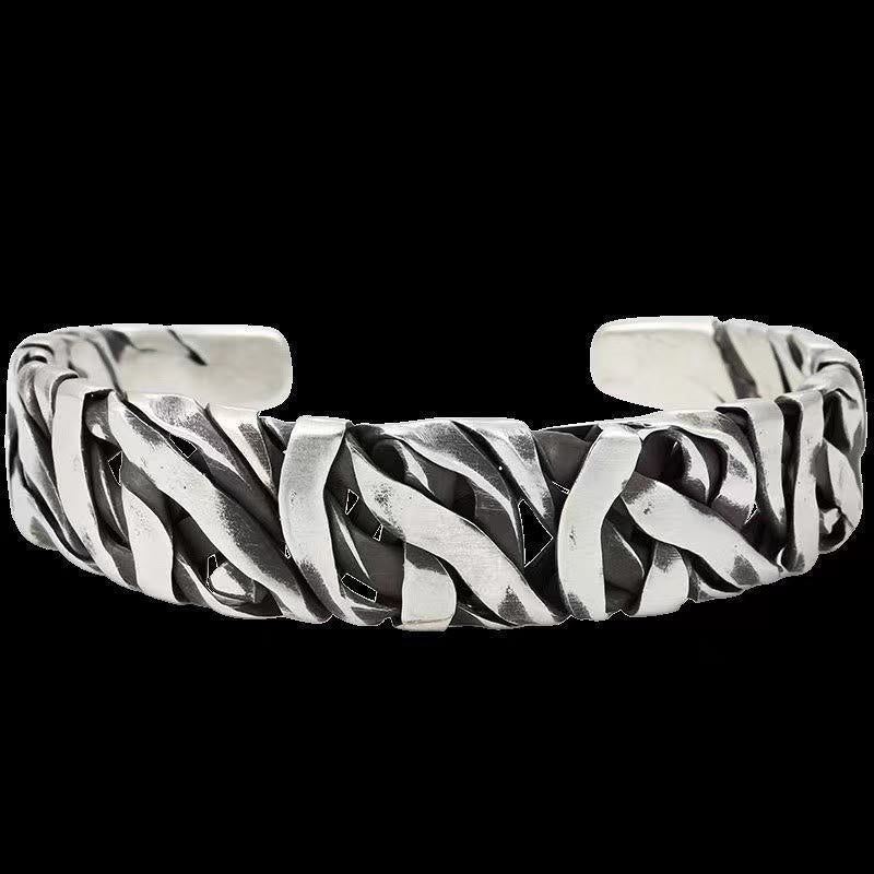 Fortune Jewel Retro Line Texture Healing Cuff Bracelet Bangle