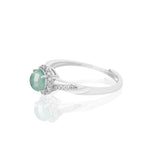 Fortune Jewel 925 Sterling Silver Round Jade Luck Prosperity Adjustable Ring
