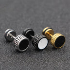 Fortune Jewel Cool Men Titanium Steel Balance Round Stud Earrings