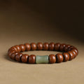 Fortune Jewel Natural Abelia Biflora Wood Hetian Jade Bamboo Bead Warding Off Evil Spirits Bracelet