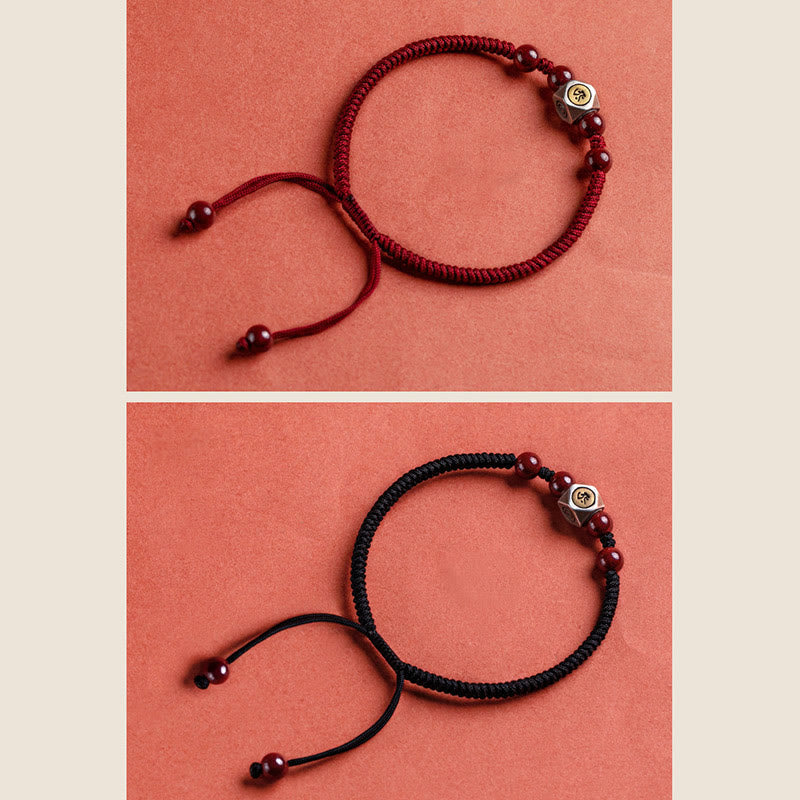 Fortune Jewel 925 Sterling Silver Chinese Zodiac Natal Buddha Cinnabar Calm Bracelet