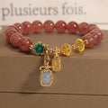Fortune Jewel Natural Strawberry Quartz Crystal Aquamarine Fortune Brand Love Bracelet