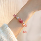 Fortune Jewel Natural Strawberry Quartz Moonstone PiXiu Love Healing Bracelet