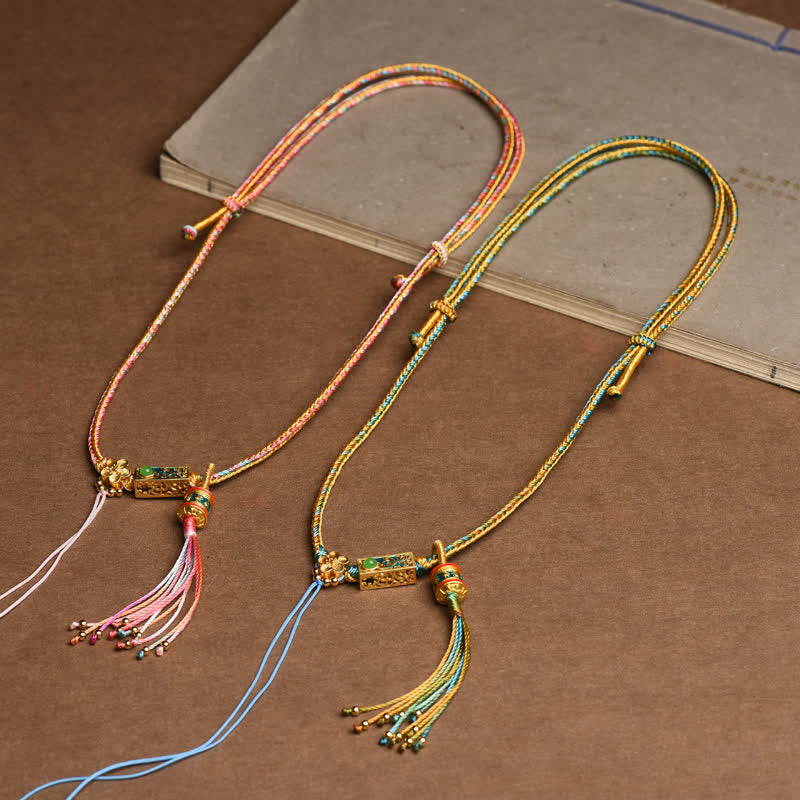 Fortune Jewel Colorful String Copper Wealth Necklace Pendant