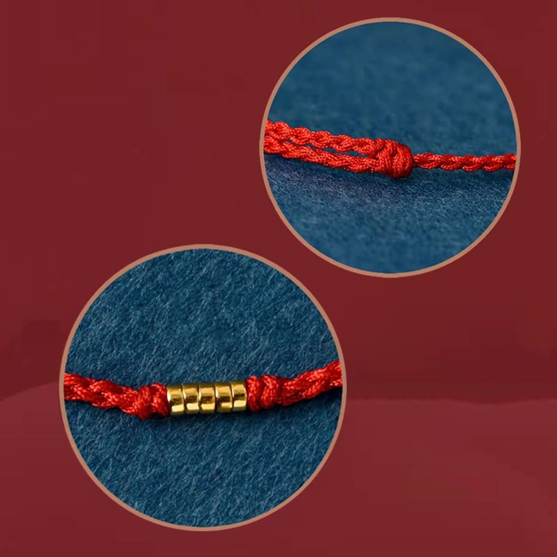 Fortune Jewel 925 Sterling Silver Lucky Golden Bead Braided String Bracelet Anklet