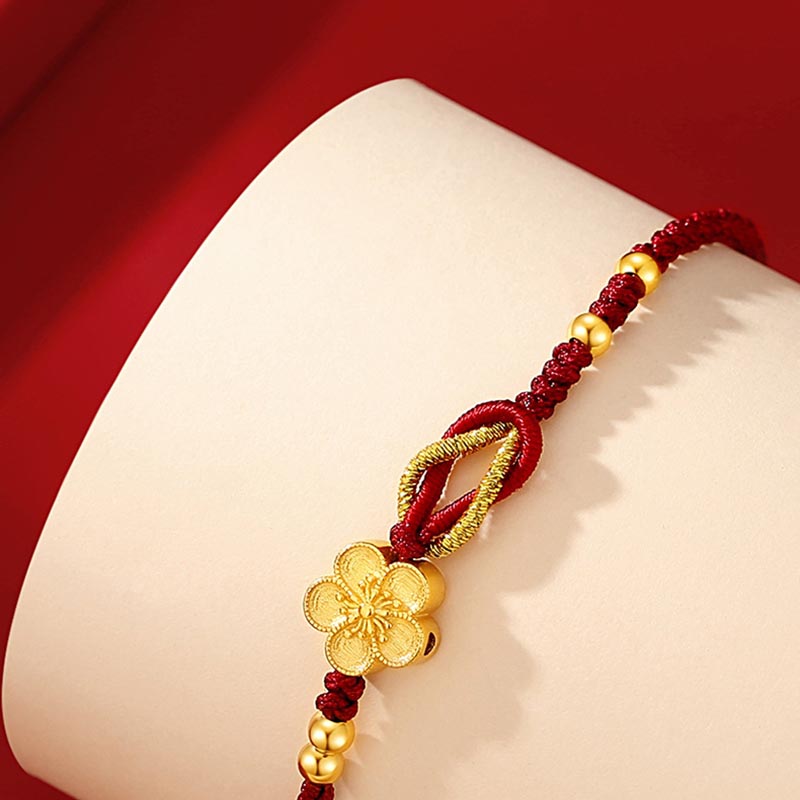 Fortune Jewel Handmade 925 Sterling Silver Cherry Blossoms Sakura Chalcedony Luck Bracelet
