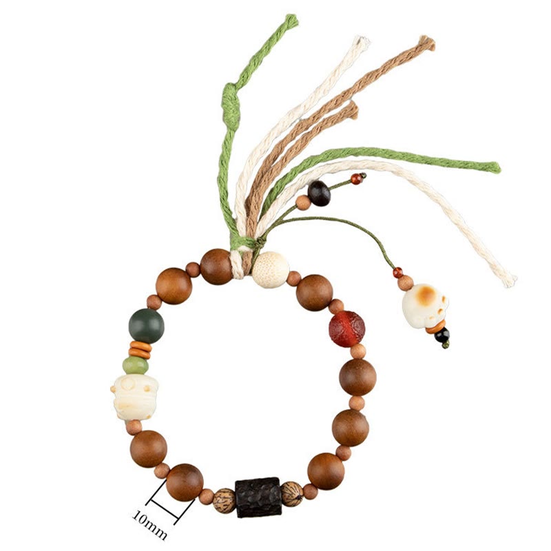 Fortune Jewel Lightning Strike Wood Bodhi Seed Cat Paw Claw Auspiciousness Protection Tassel Bracelet