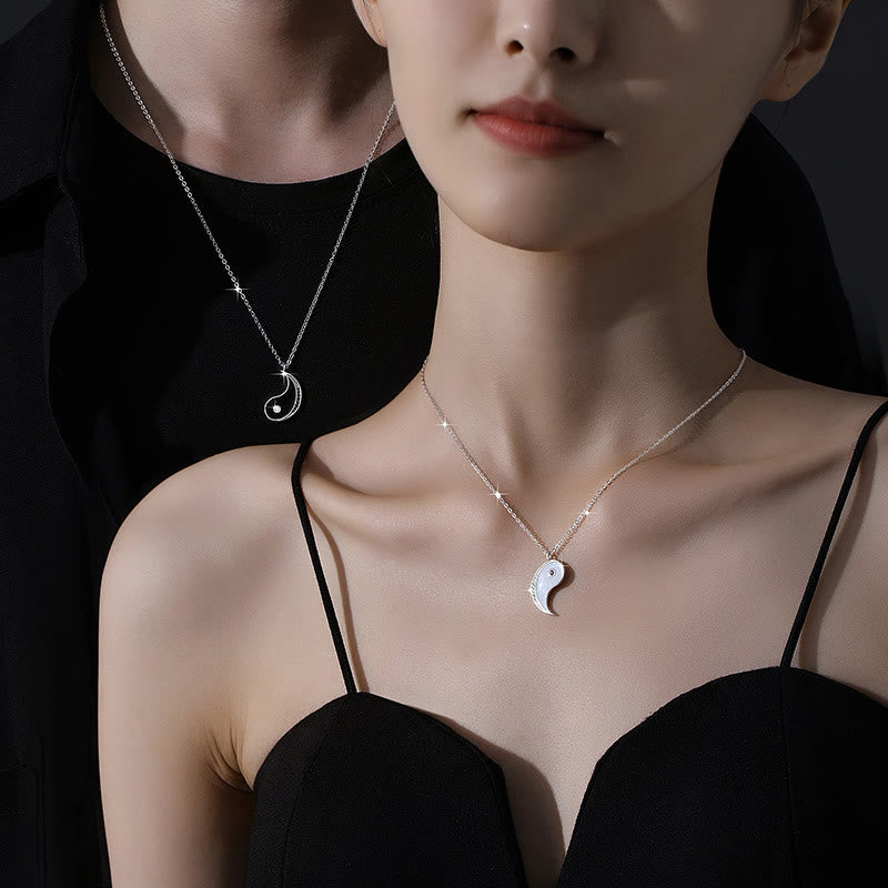Fortune Jewel 925 Sterling Silver Yin Yang Symbol Harmnoy Necklace Pendant Fortune Jewel