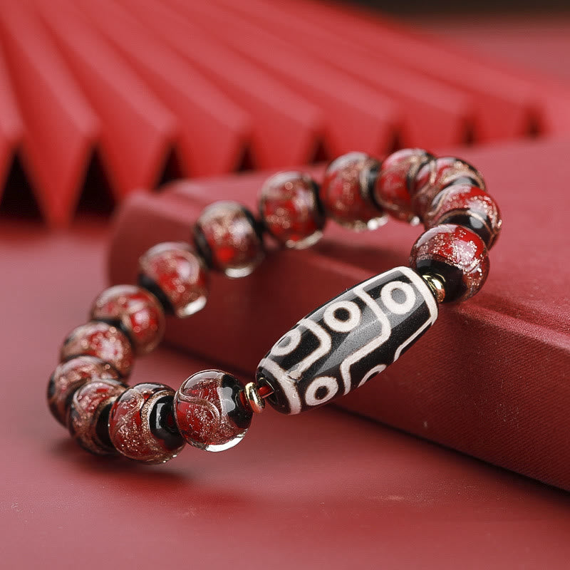 Fortune Jewel Tibetan Nine-Eye Dzi Bead Three-eyed Dzi Bead Liuli Glass Bead Wealth Bracelet
