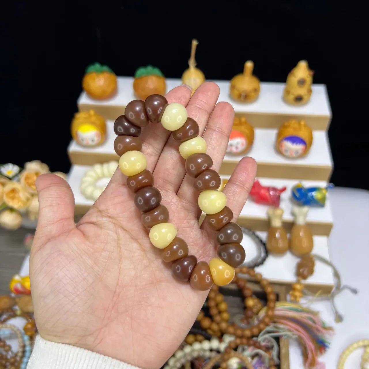 15mm Natural Garlic Bodhi Bracelet – Ultra Smooth Finish, Multi-Color Options