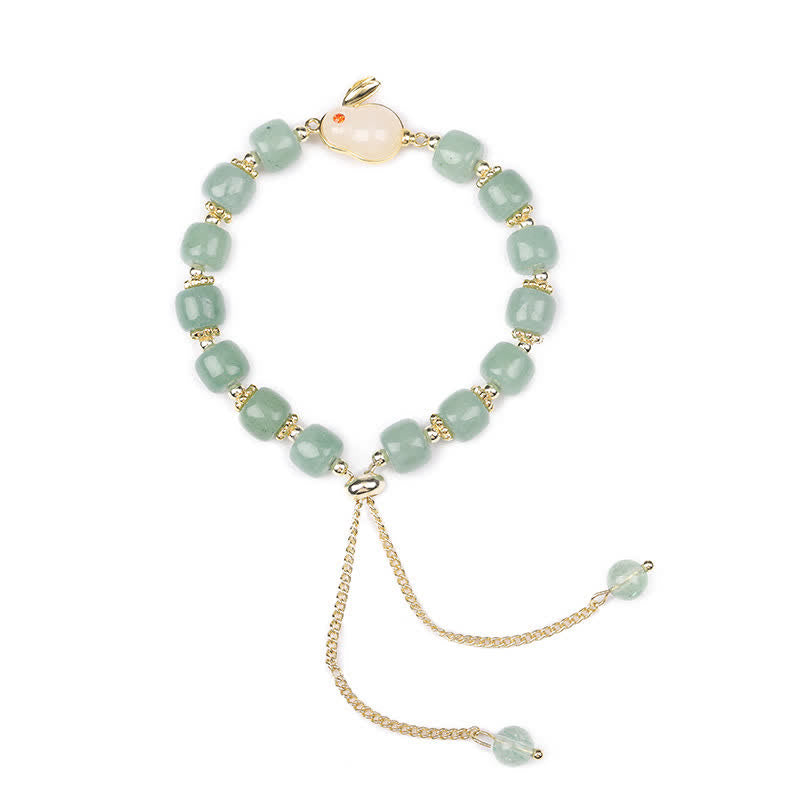Fortune Jewel Year of the Rabbit Natural Green Aventurine Luck Bead Bracelet