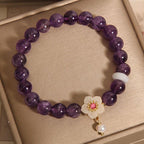 Fortune Jewel Natural Amethyst White Agate Pearl Charm Balance Bracelet
