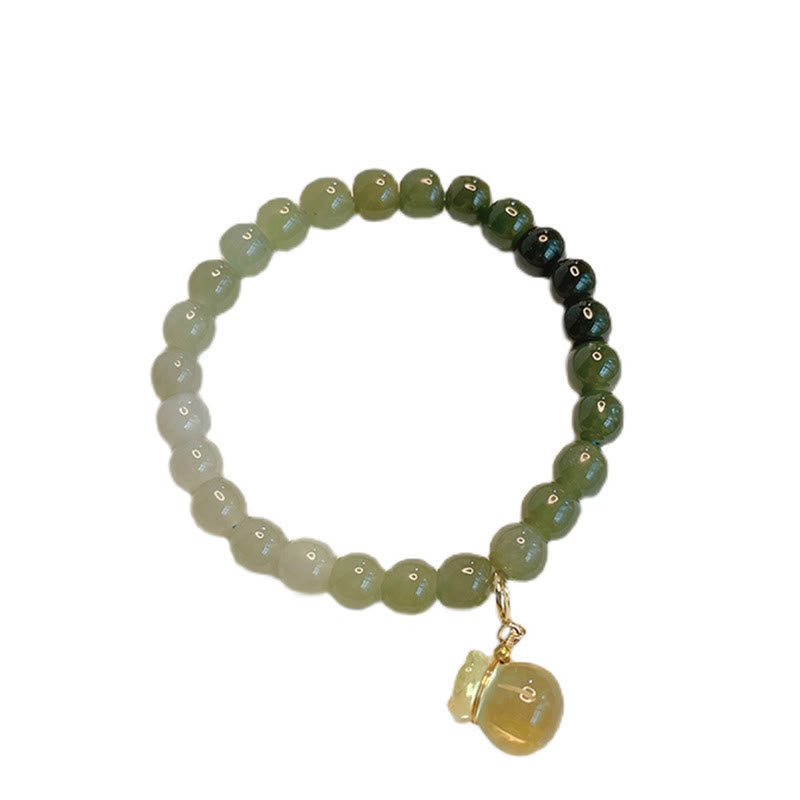 Fortune Jewel Natural Hetian Jade Money Bag Charm Bead Prosperity Bracelet