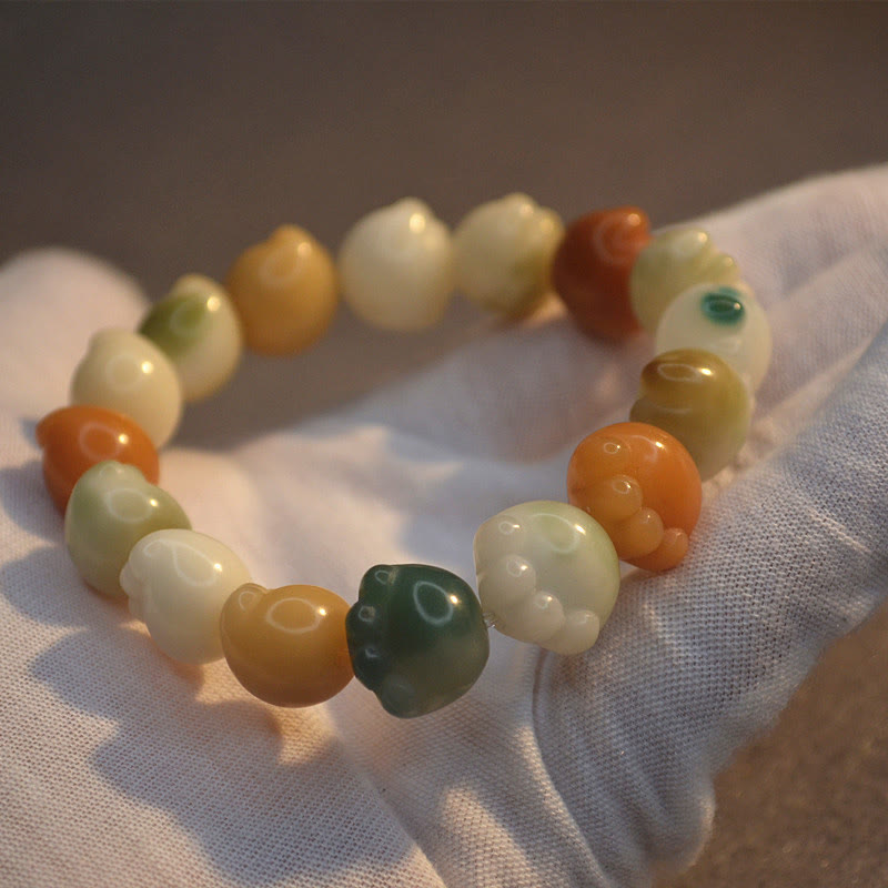 Fortune Jewel Multilayered Bodhi Seed Cute Cat Paw Calm Harmony Bracelet