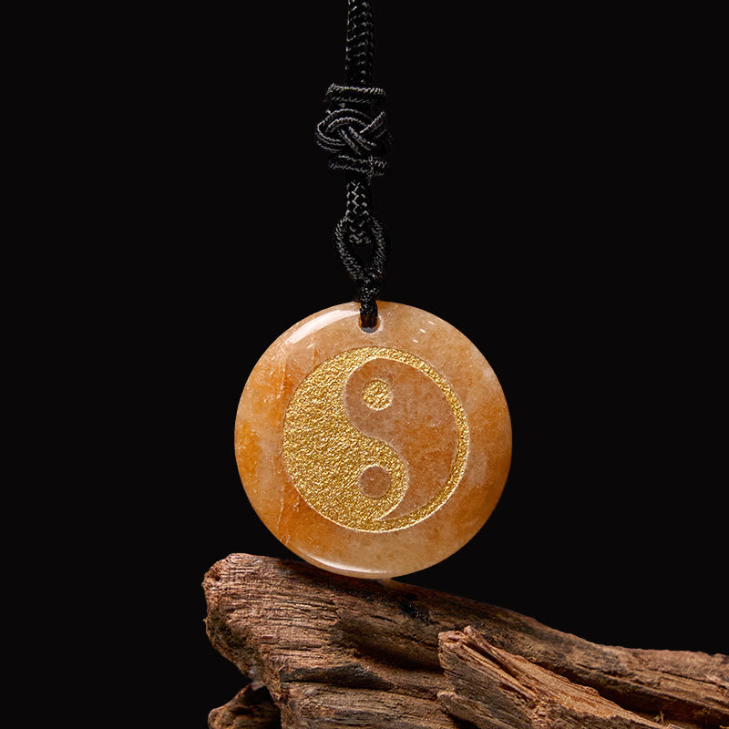 Fortune Jewel Various Crystal Amethyst Tiger Eye Green Aventurine Yin Yang Spiritual Necklace Pendant