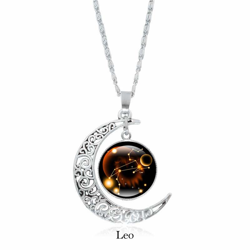 Fortune Jewel 12 Constellations of the Zodiac Moon Protection Necklace Chain Pendant