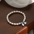 Fortune Jewel 999 Sterling Silver Lotus Flower Pod Natural Pearl Healing Bracelet