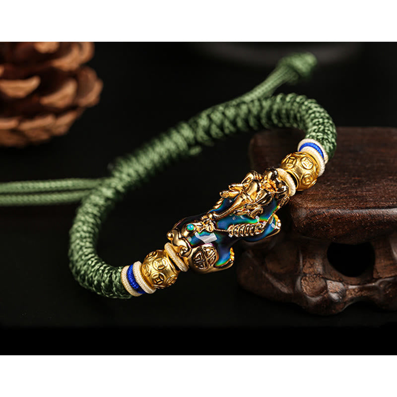 Fortune Jewel Feng Shui PiXiu Color Change Copper Coin Beads Wealth String Bracelet