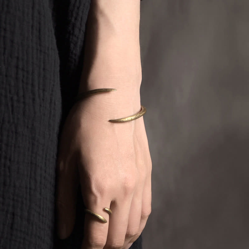Fortune Jewel Simple Design Copper Luck Adjustable Cuff Bracelet