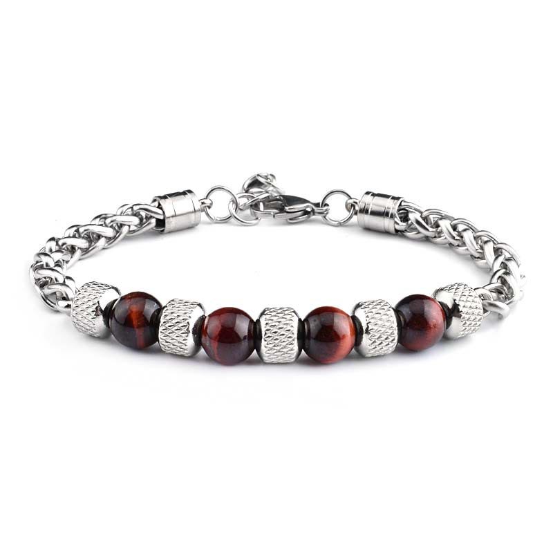 Fortune Jewel Black Onyx Tiger Eye Bead Courage Bracelet