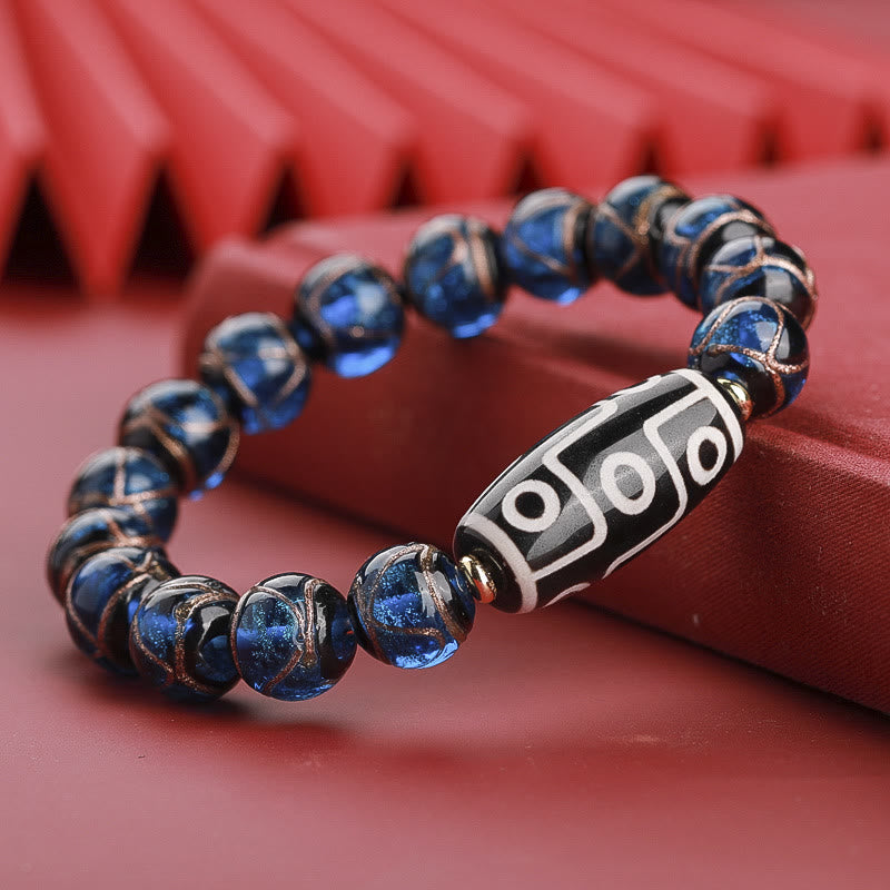 Fortune Jewel Tibetan Nine-Eye Dzi Bead Three-eyed Dzi Bead Liuli Glass Bead Wealth Bracelet