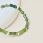 Fortune Jewel 925 Sterling Silver Bamboo Jade Lucky Cat Fu Character Luck Abundance Bracelet