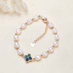 Fortune Jewel Pearl Four Leaf Clover Wealth Chain Bracelet