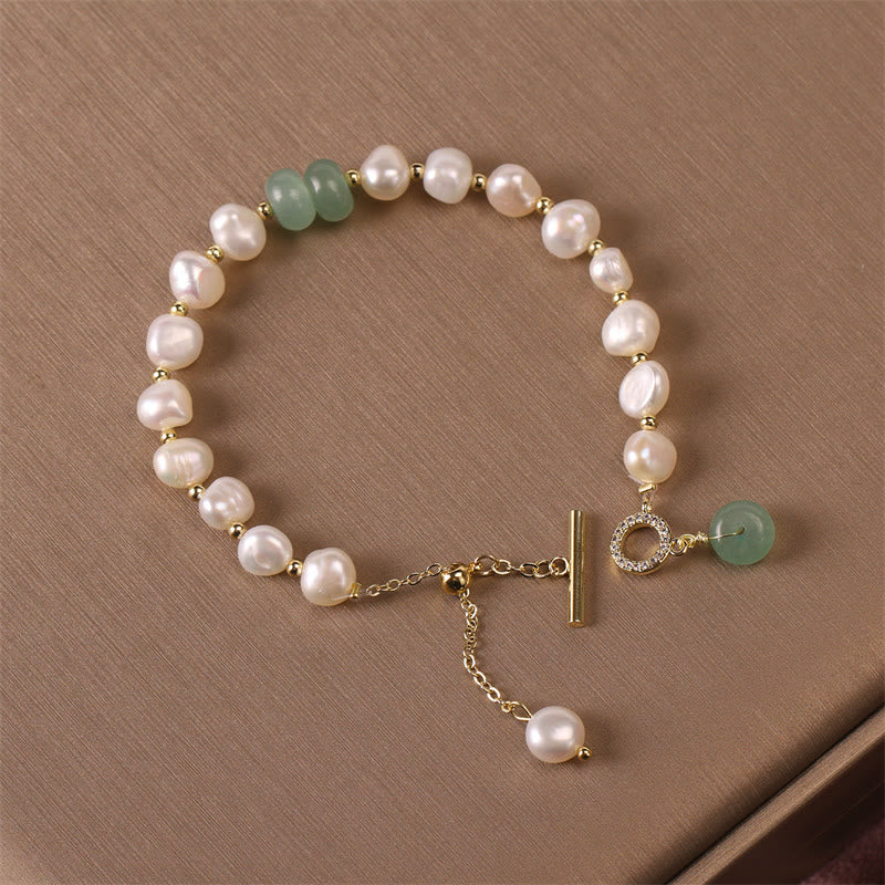 Fortune Jewel Pearl Green Strawberry Quartz Bead Healing Chain Bracelet