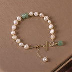 Fortune Jewel Pearl Green Strawberry Quartz Bead Healing Chain Bracelet