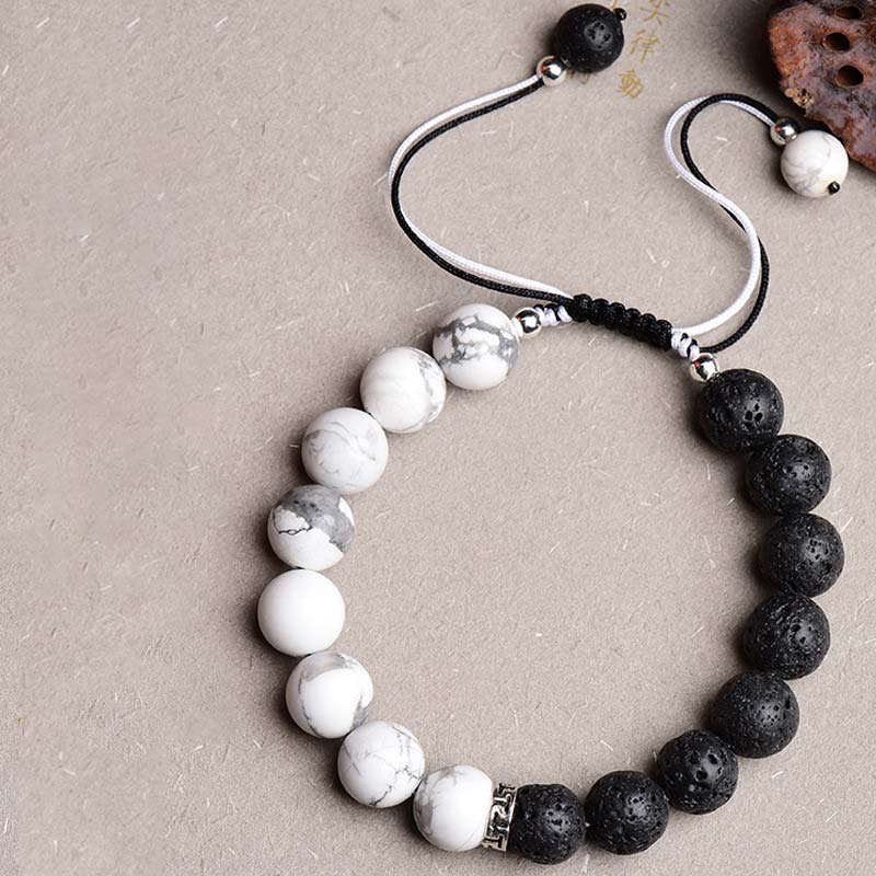 Fortune Jewel Yin Yang Lava Stone Protection Bracelet