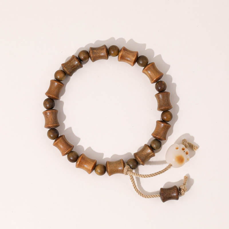 Fortune Jewel Green Sandalwood Bodhi Seed Cat Claw Bamboo Peace Bracelet
