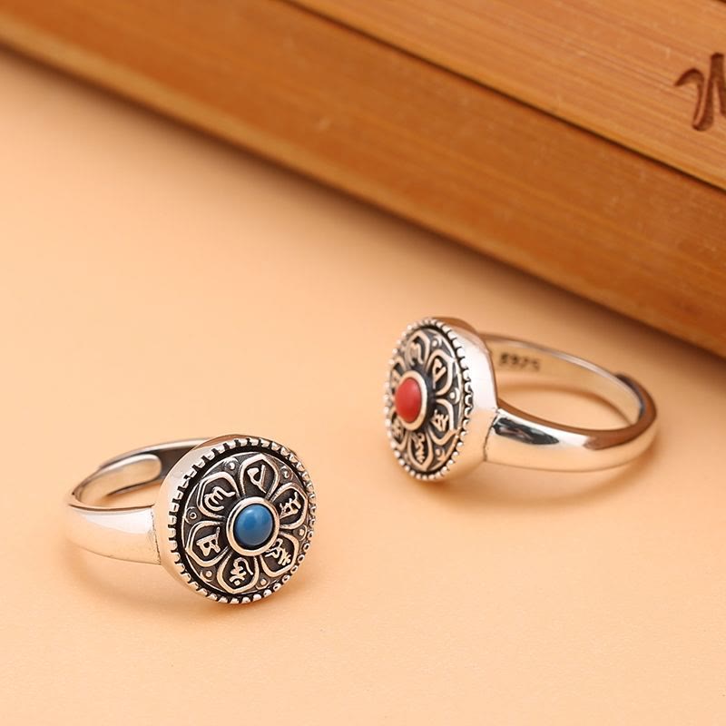 Fortune Jewel Tibetan Om Mani Padme Hum Peace Rotatable Ring