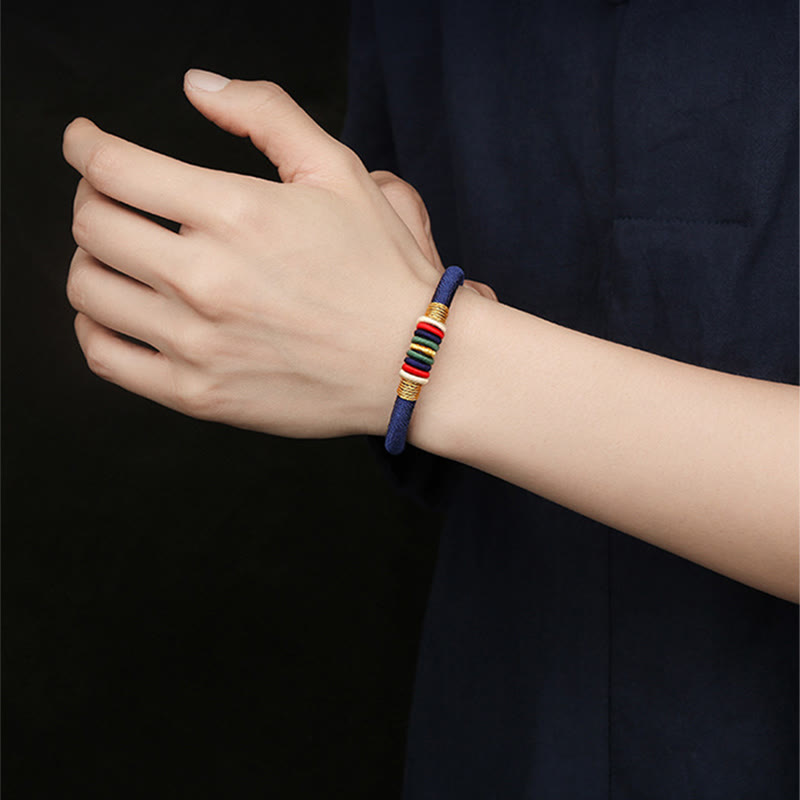 Fortune Jewel Tibetan Handmade Colorful King Kong Knot Five Elements Luck Braid String Bracelet