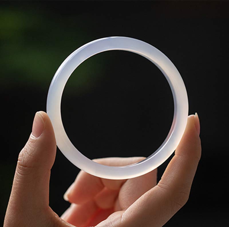 Fortune Jewel Natural Chalcedony Harmony Positive Bracelet Bangle