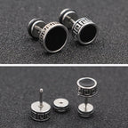 Fortune Jewel Cool Men Titanium Steel Balance Round Stud Earrings