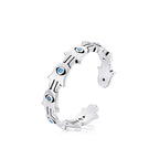 Fortune Jewel 925 Sterling Silver Hamsa Symbol Zircon Adjustable Ring