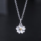 Fortune Jewel 925 Sterling Silver Cherry Blossom Flower Blessing Necklace Pendant