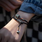 Fortune Jewel Tibetan Om Mani Padme Hum Carved Amulet Double Wrap Bracelet