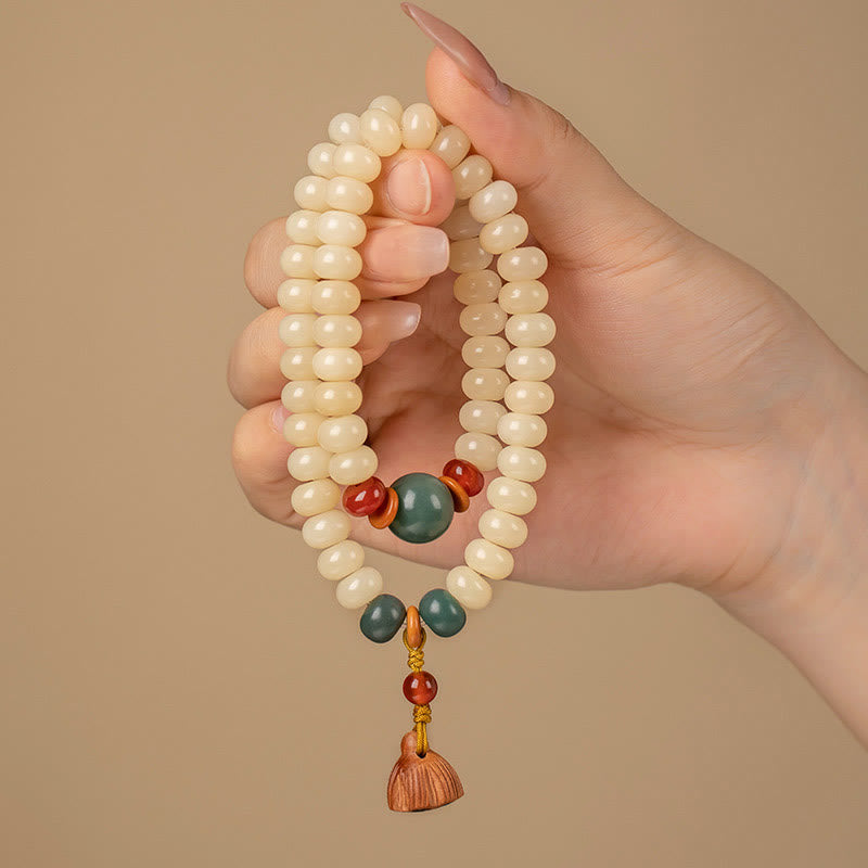 Fortune Jewel Bodhi Seed Lotus Pod Charm Peace Double Wrap Bracelet