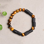 Fortune Jewel Natural Black Tourmaline Tiger Eye Positive Bracelet
