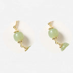 Fortune Jewel 14K Gold Plated Hetian Jade Golden Rose Flower Luck Chain Bracelet