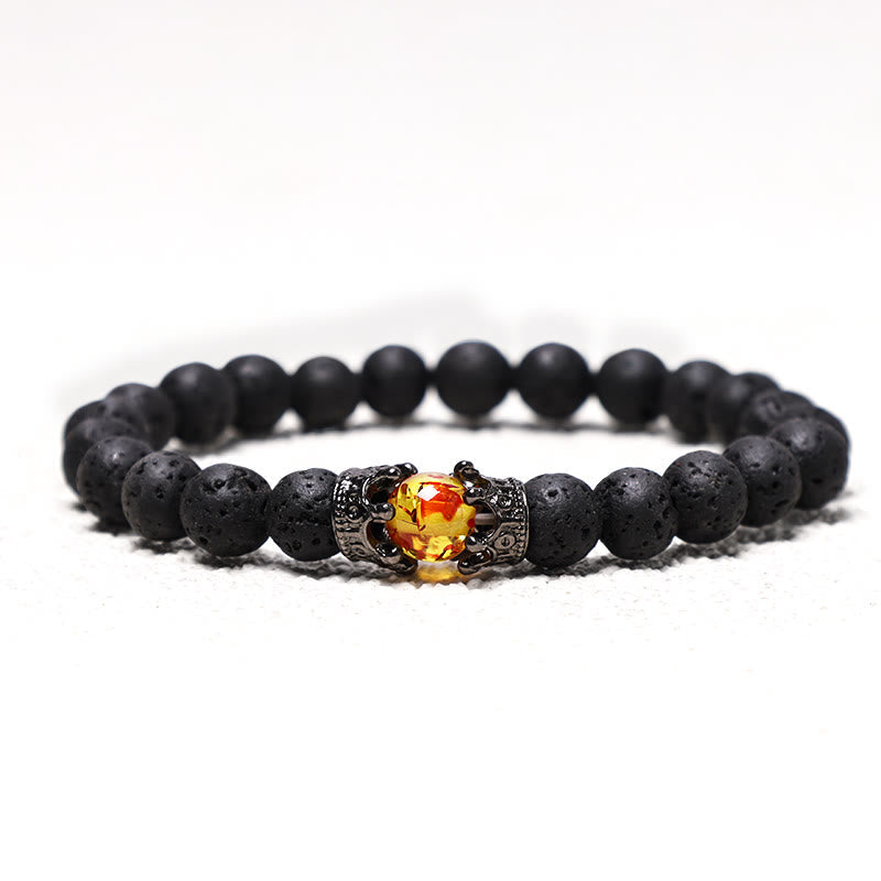 Fortune Jewel Natural Stone King&Queen Crown Healing Energy Beads Couple Bracelet