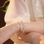 Fortune Jewel 925 Sterling Silver Natural Tianshan Jade Bamboo Charm Luck Bracelet