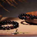 Fortune Jewel Natural Gold Sheen Obsidian Rainbow Obsidian Om Mani Padme Hum Fu Character Healing Bracelet