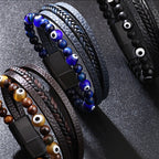 Fortune Jewel Evil Eye Tiger Eye Protection Beaded Multilayered Braided Bracelet