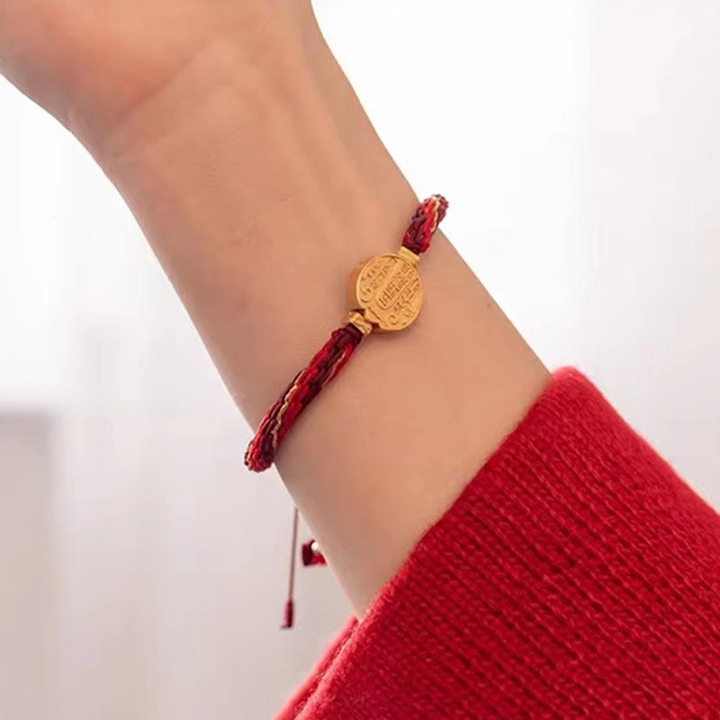 Fortune Jewel Five Directions Gods of Wealth Handmade Reincarnation Knot Protection String Braid Bracelet
