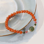 Fortune Jewel Natural Red Agate Hetian Jade Bead Confidence Calm Bracelet