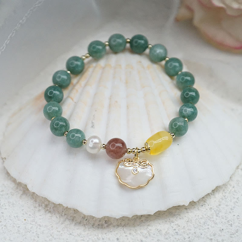 Fortune Jewel Jade Sea shell Ruyi Lock Luck Bracelet